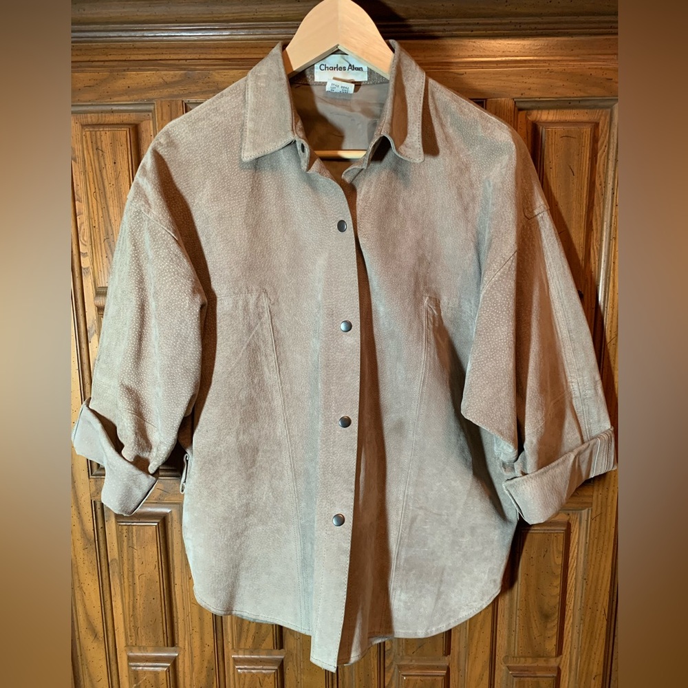 Vintage Suede!  Charles Allen Beige Suede Leather Over Shirt Jacket